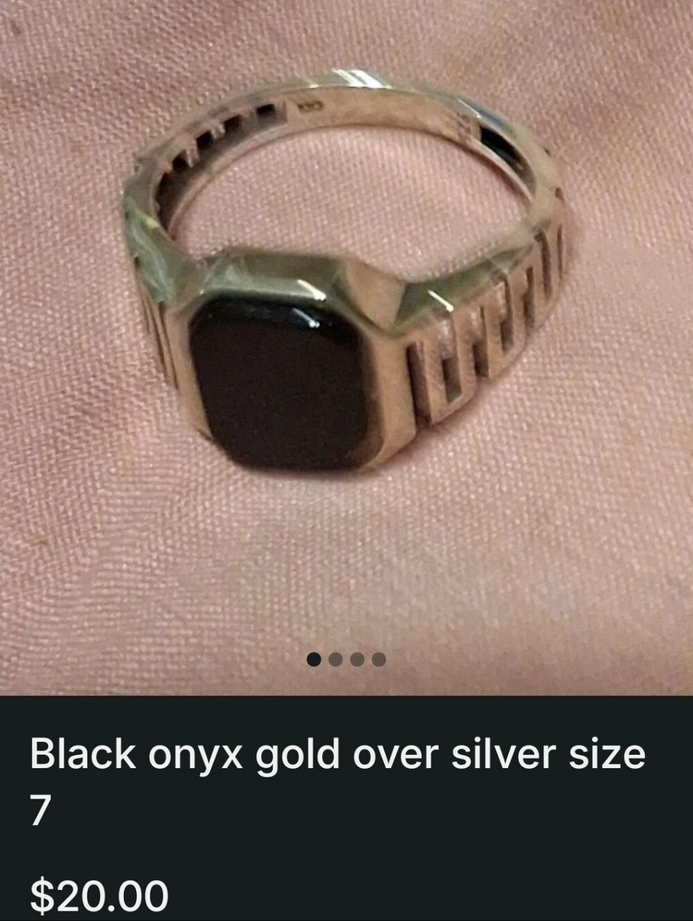 Gold-Over-Silver Signet Ring with Black Onyx Accent - Size 7